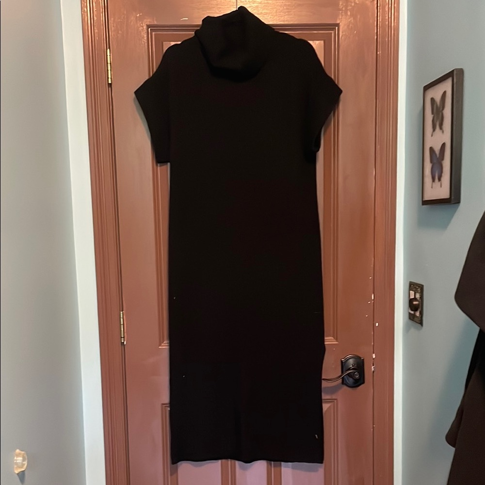 Cashmere Black Cowl Neck Sweater Dress M NWT